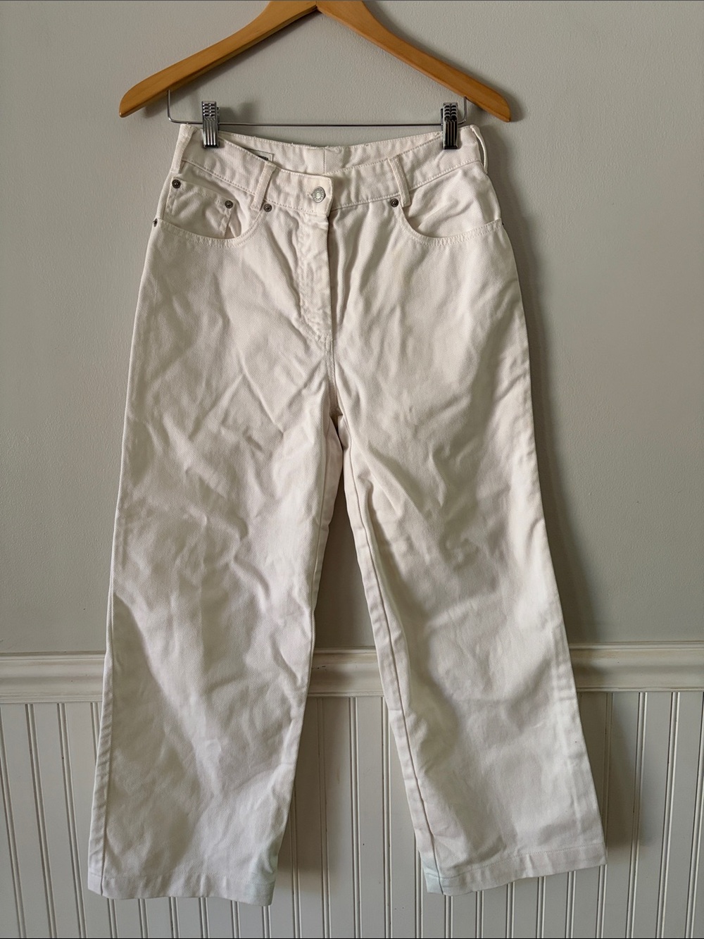 Dries Van Noten Wide-Leg High Waist Trouser Style White Jeans